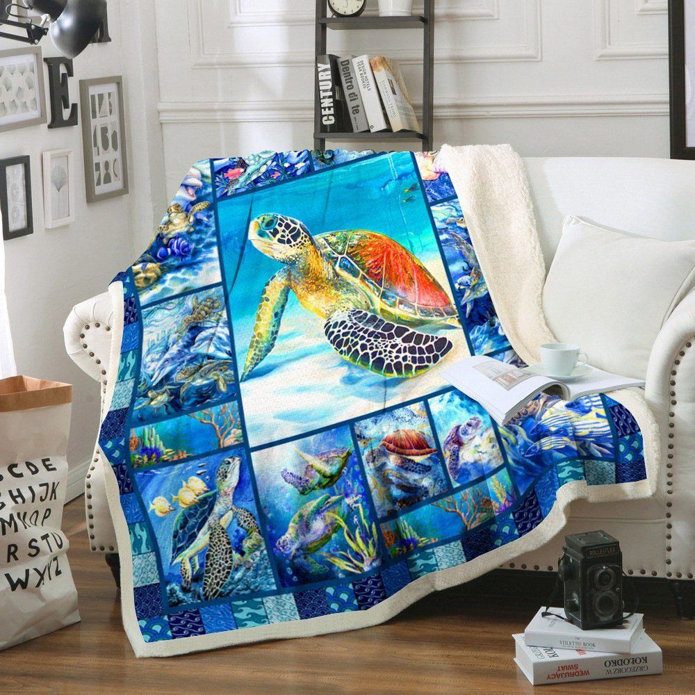 Turtle Sherpa Fleece Blanket
