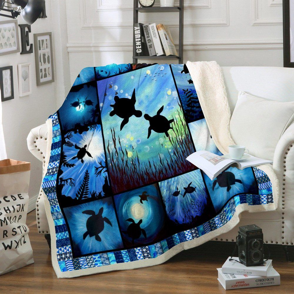 Turtle Sherpa Fleece Blanket
