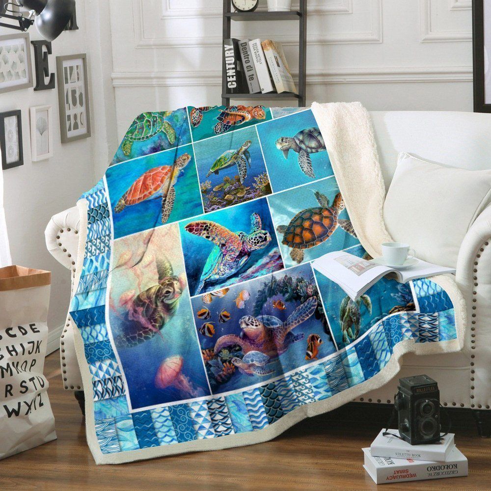 Turtle Sherpa Fleece Blanket