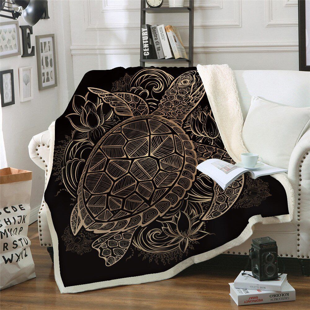 Turtle Sherpa Fleece Blanket