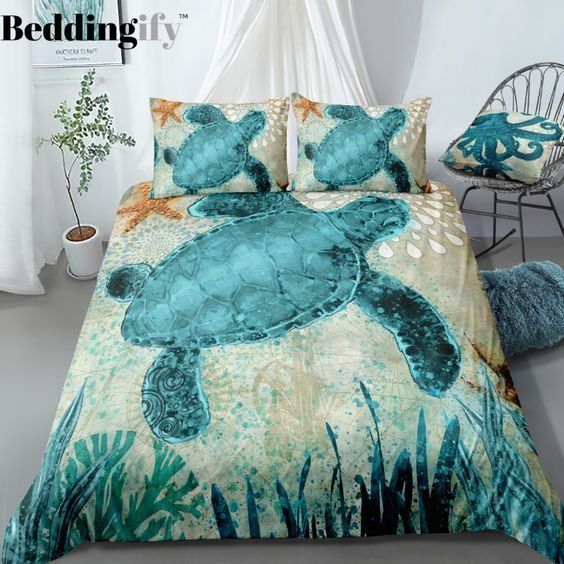 Turtle Cotton Bed Sheets Spread Comforter Bedding Set