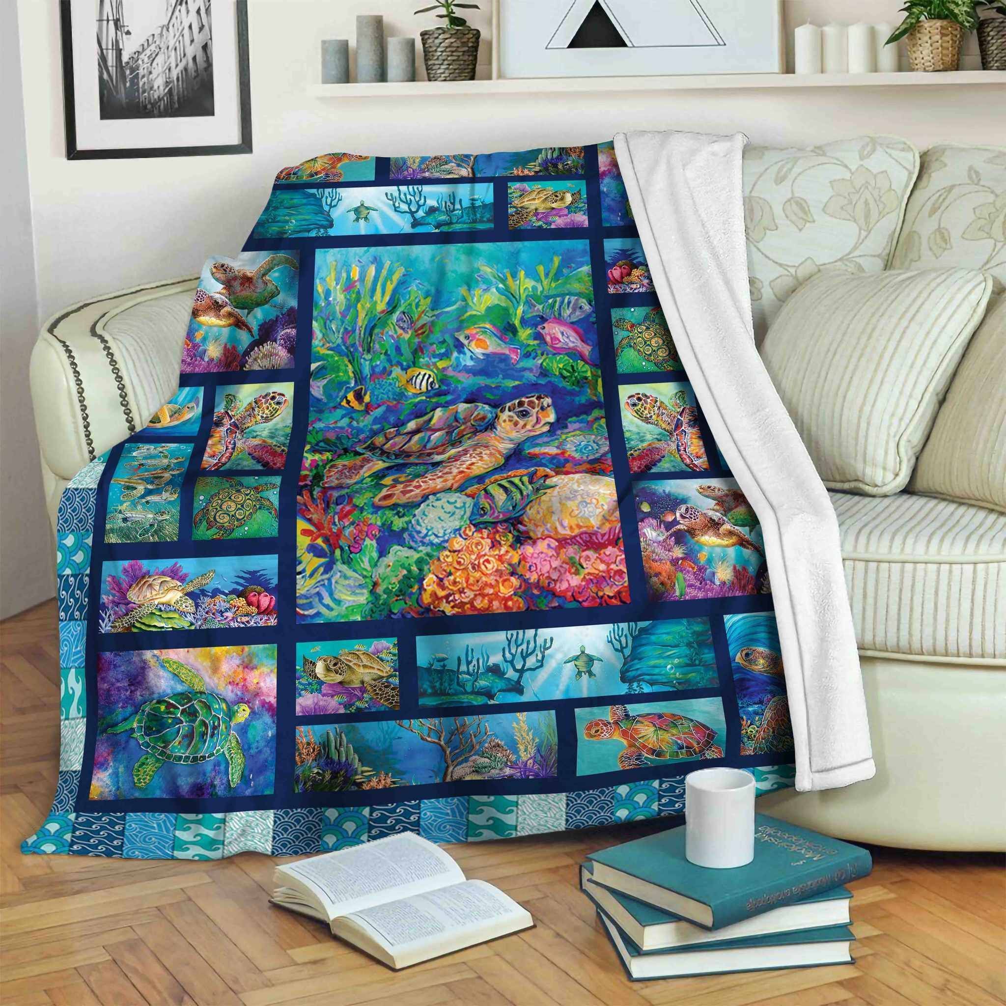 Turtle Sherpa Fleece Blanket