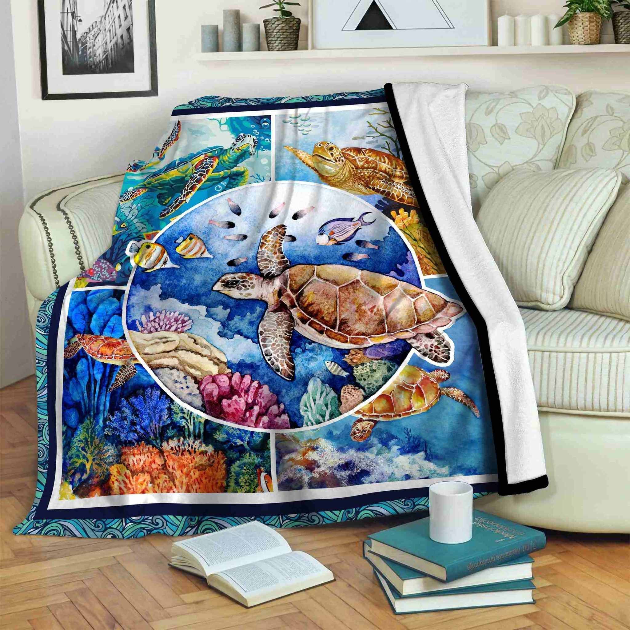 Turtle Sherpa Fleece Blanket