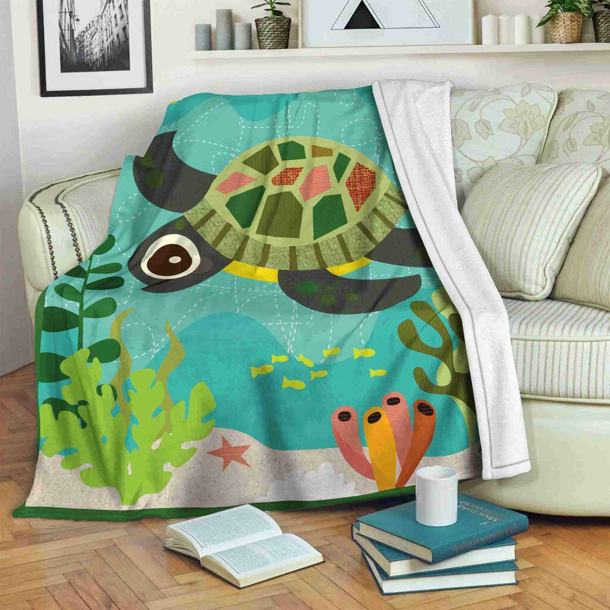 Turtle Sherpa Fleece Blanket