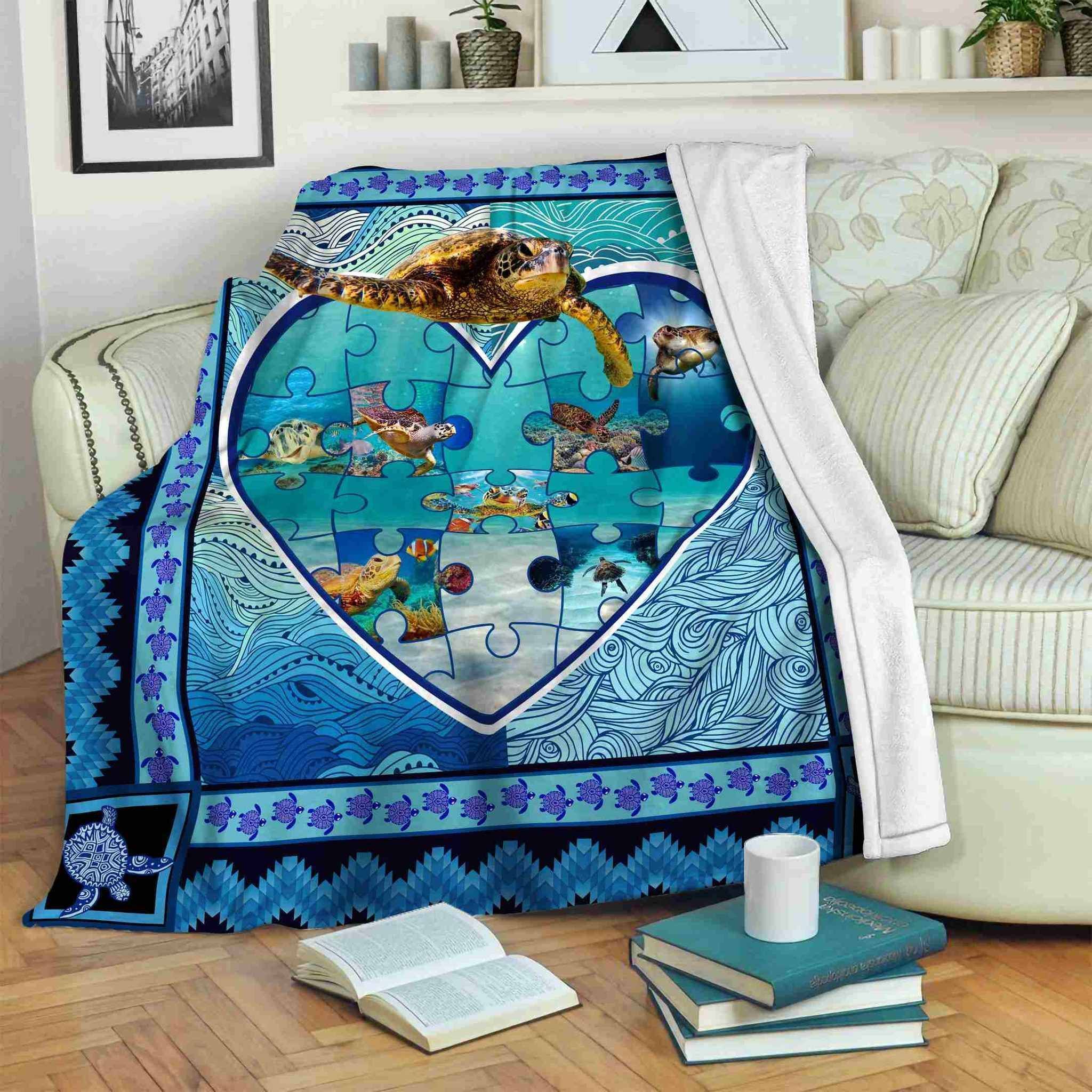 Turtle Sherpa Fleece Blanket