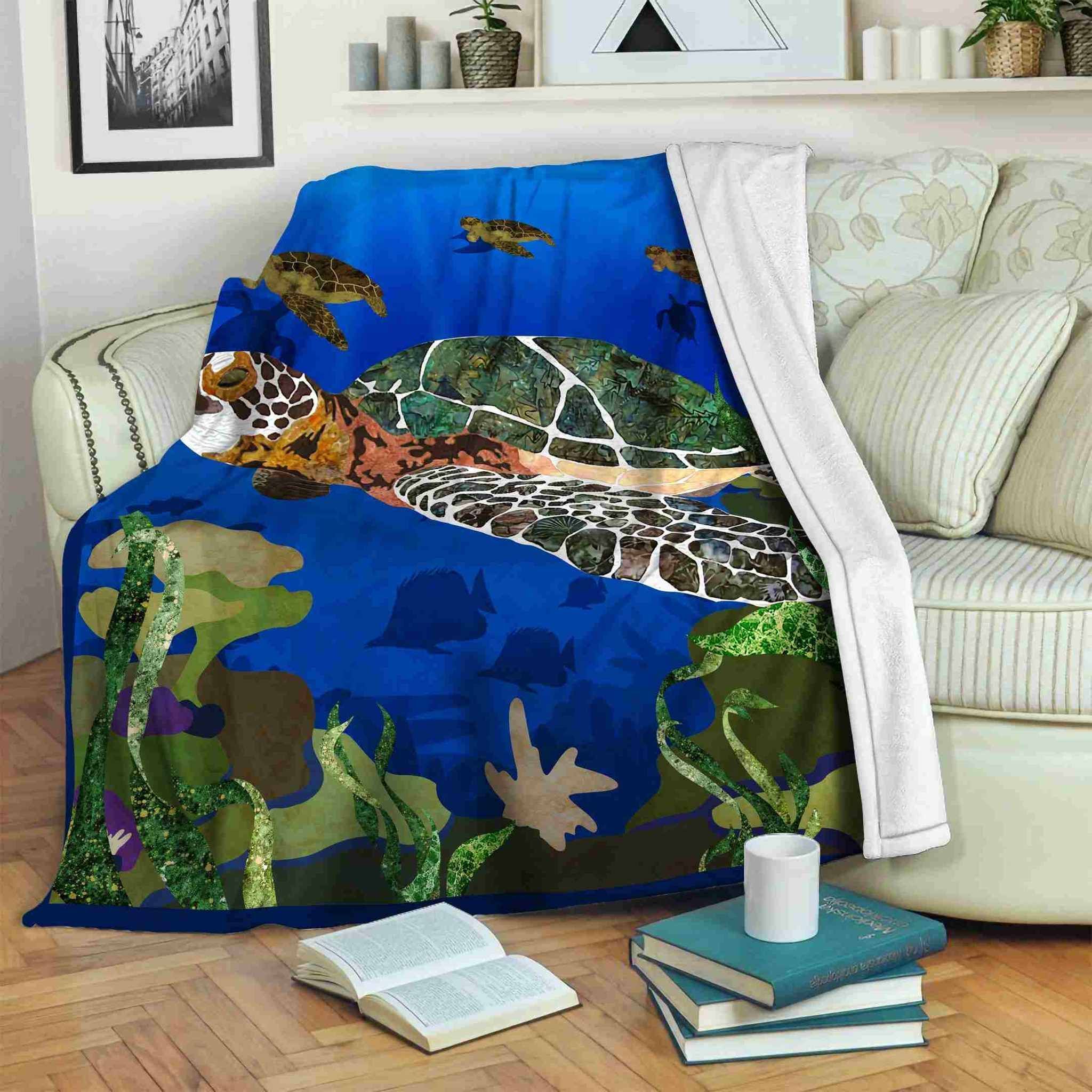 Turtle Sherpa Fleece Blanket
