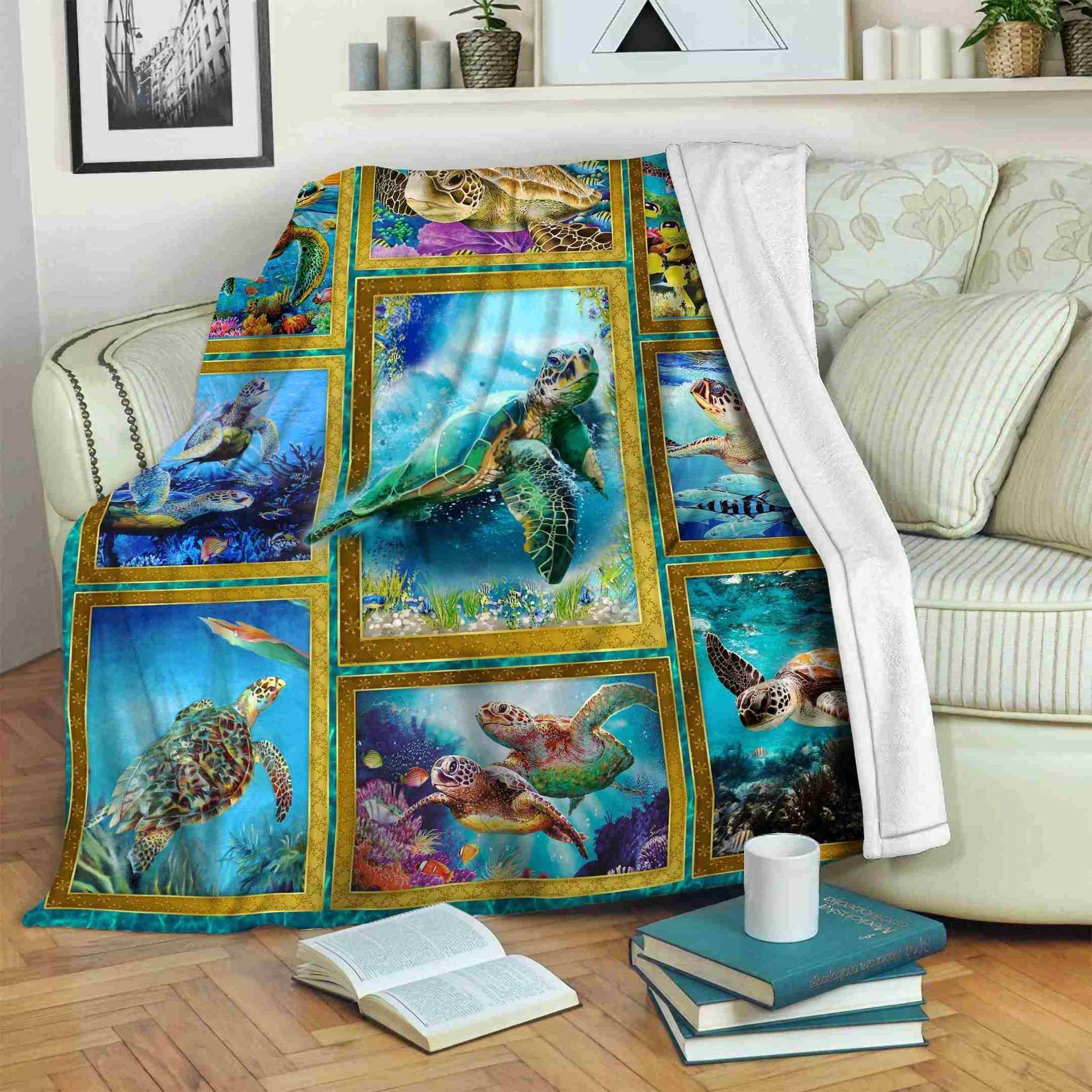 Turtle Sherpa Fleece Blanket