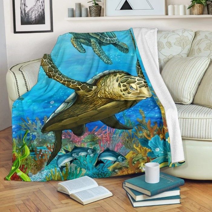 Turtle Sherpa Fleece Blanket
