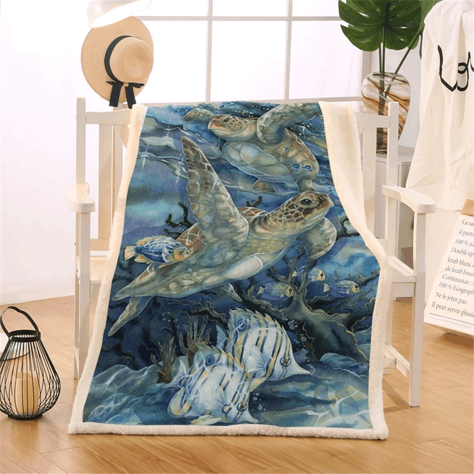 Turtle Sherpa Fleece Blanket