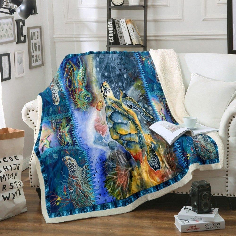 Turtle Sherpa Fleece Blanket