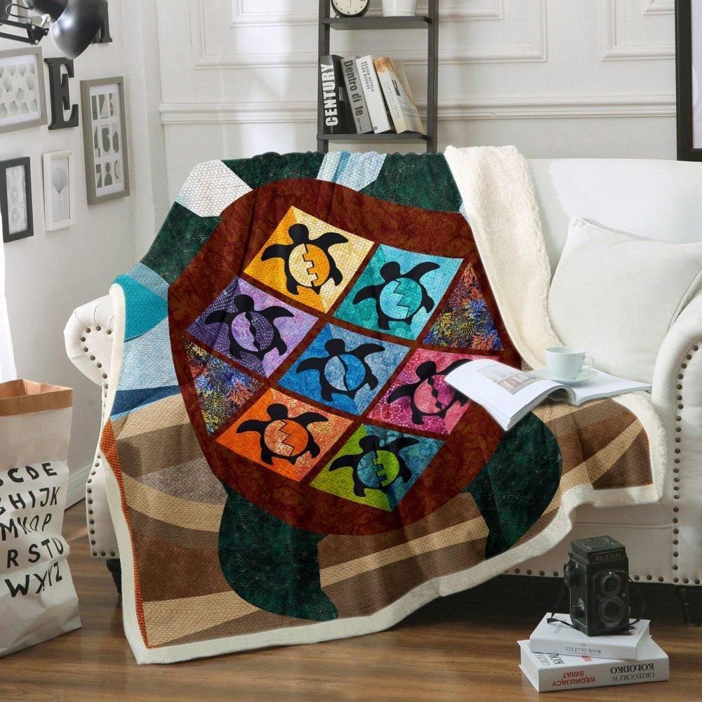 Turtle Sherpa Fleece Blanket