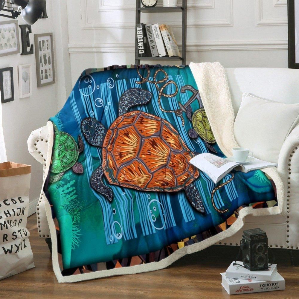 Turtle Sherpa Fleece Blanket