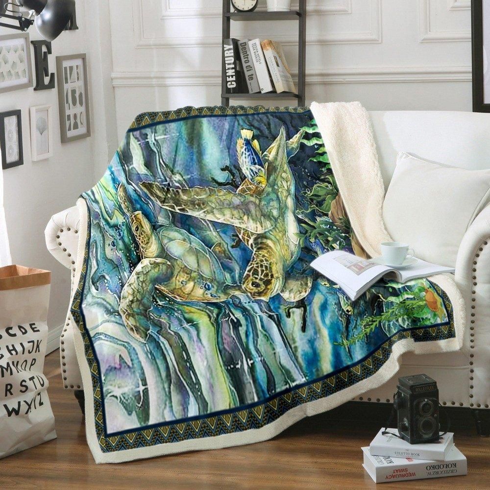 Turtle Sherpa Fleece Blanket