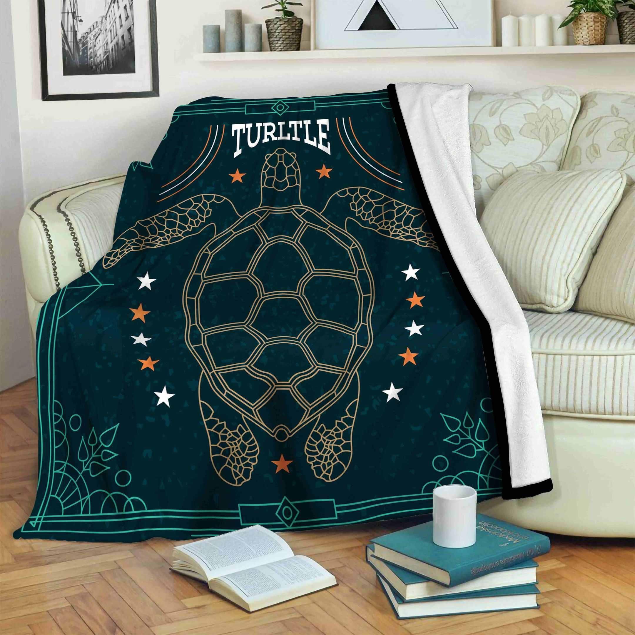 Turtle Sherpa Fleece Blanket