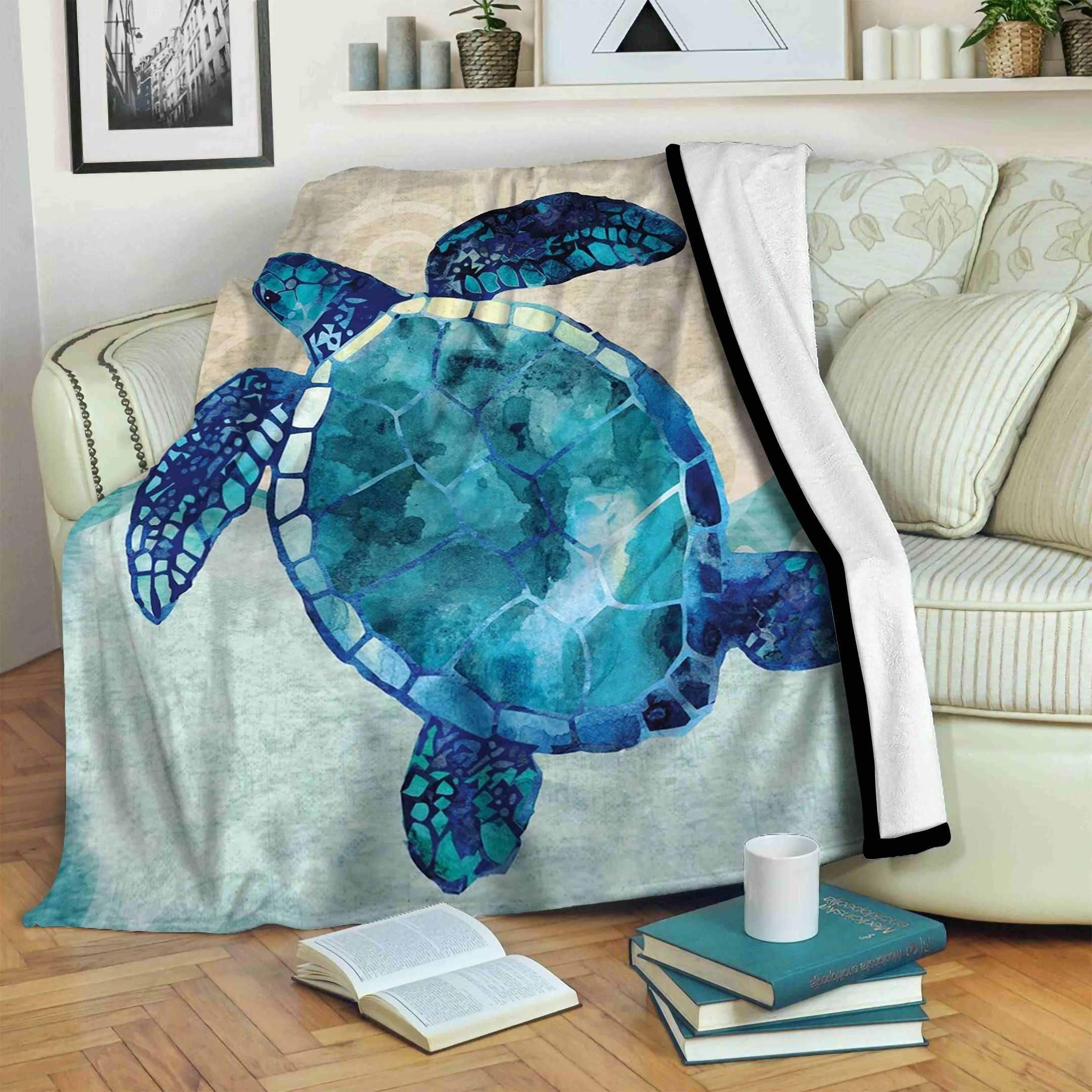 Turtle Sherpa Fleece Blanket