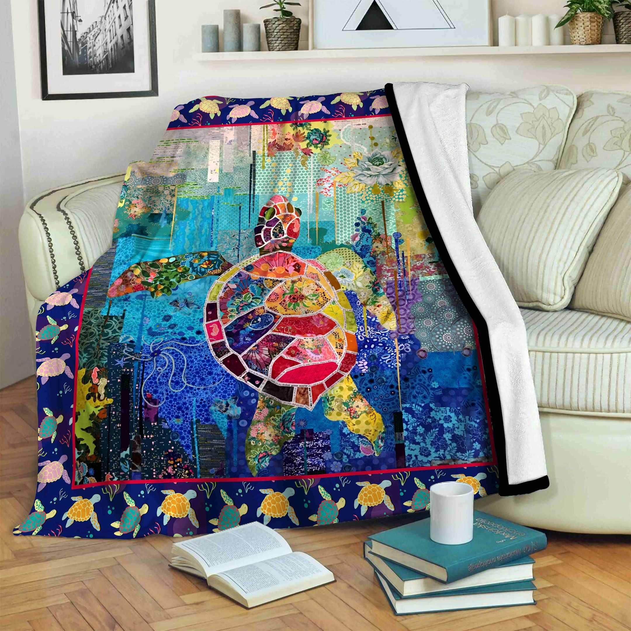 Turtle Sherpa Fleece Blanket