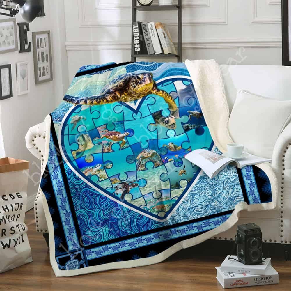 Turtle Sherpa Fleece Blanket