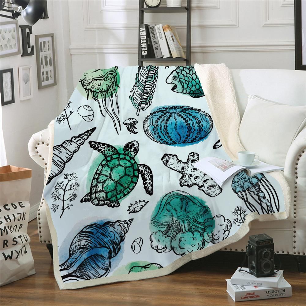 Turtle Sherpa Fleece Blanket