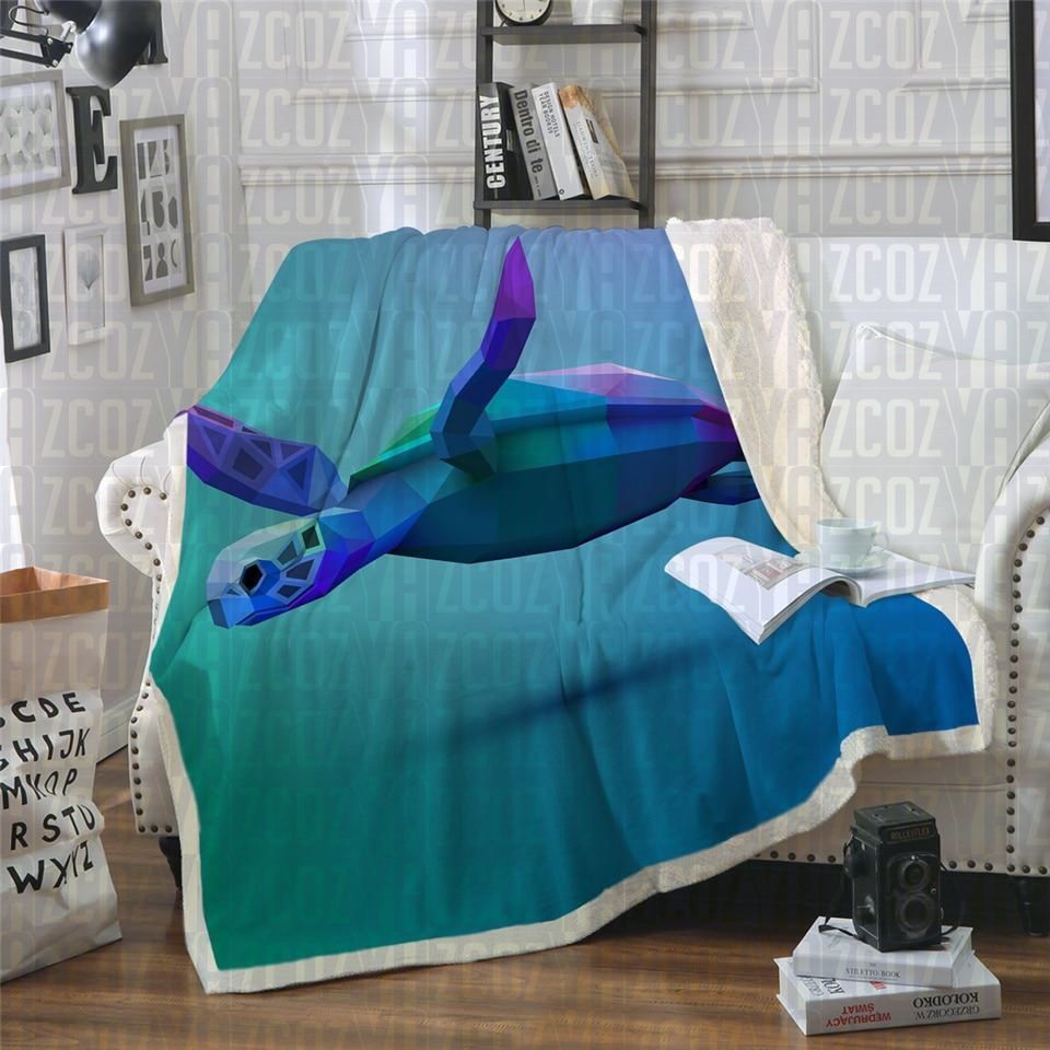 Turtle d Sherpa Fleece Blanket