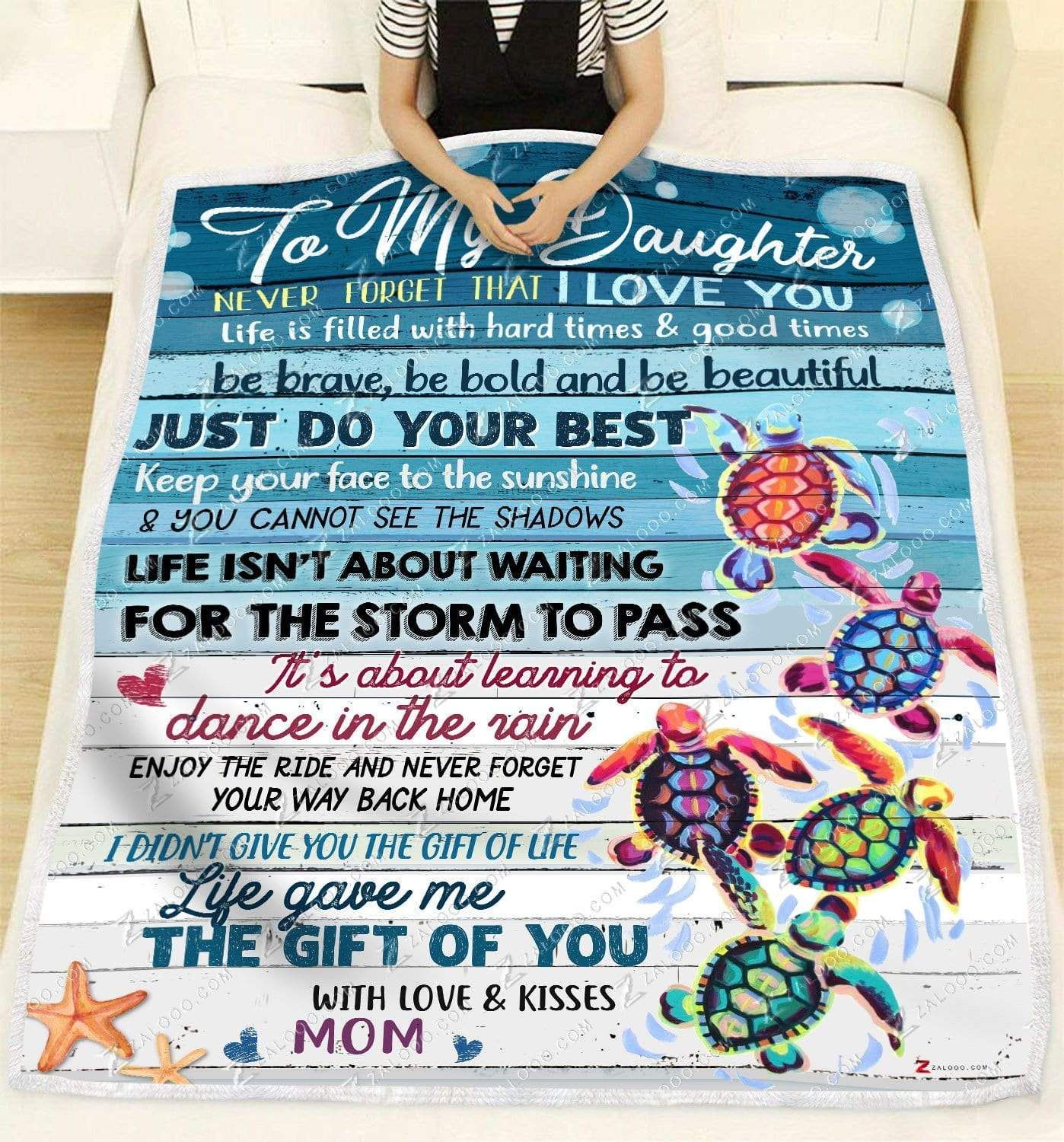 Turtle Daughter Mom Life Is Filled With Hard Times And Good Times Sherpa Fleece Blanket