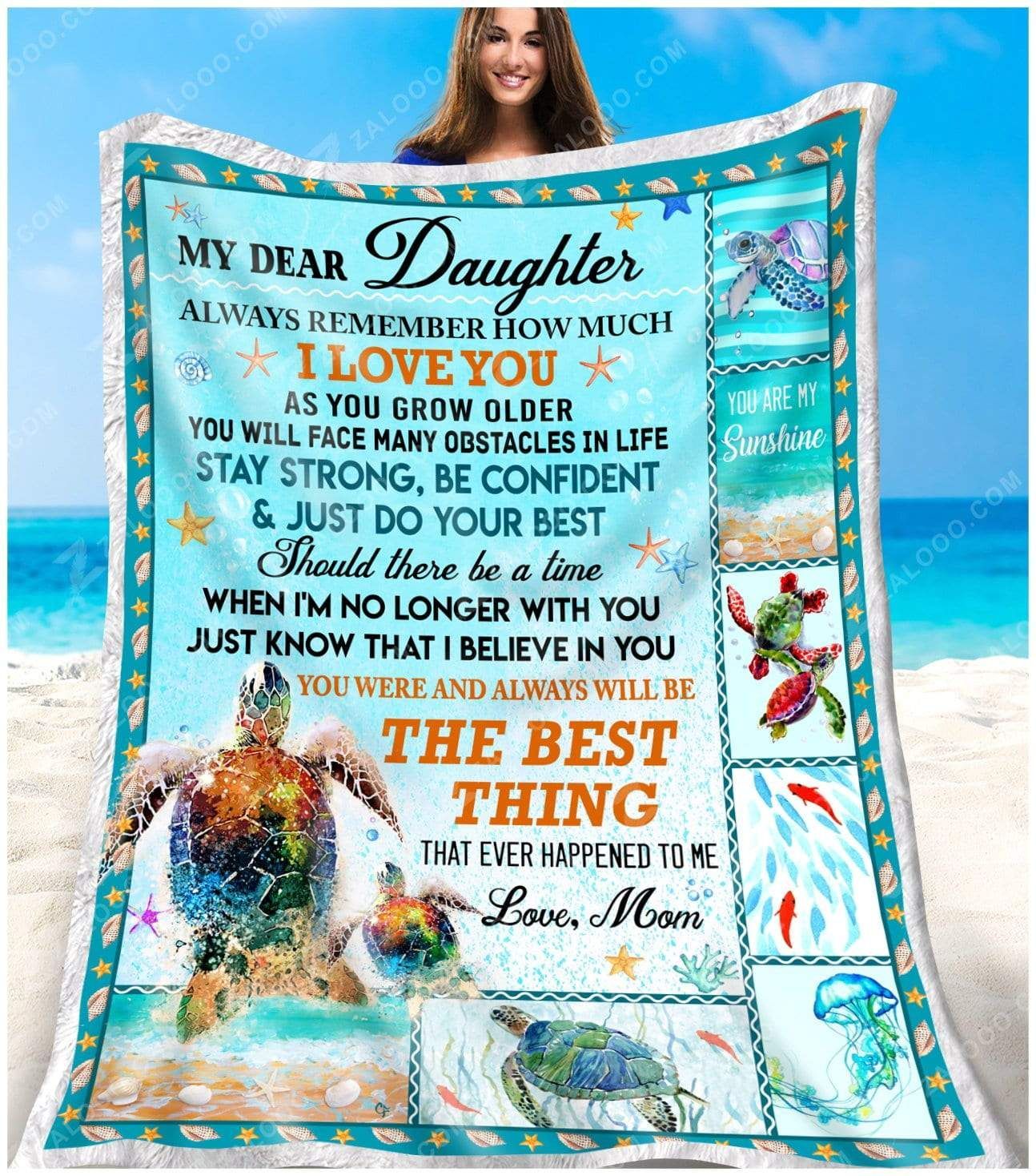 Turtle Daughter Mom The Best Thing Sherpa Fleece Blanket