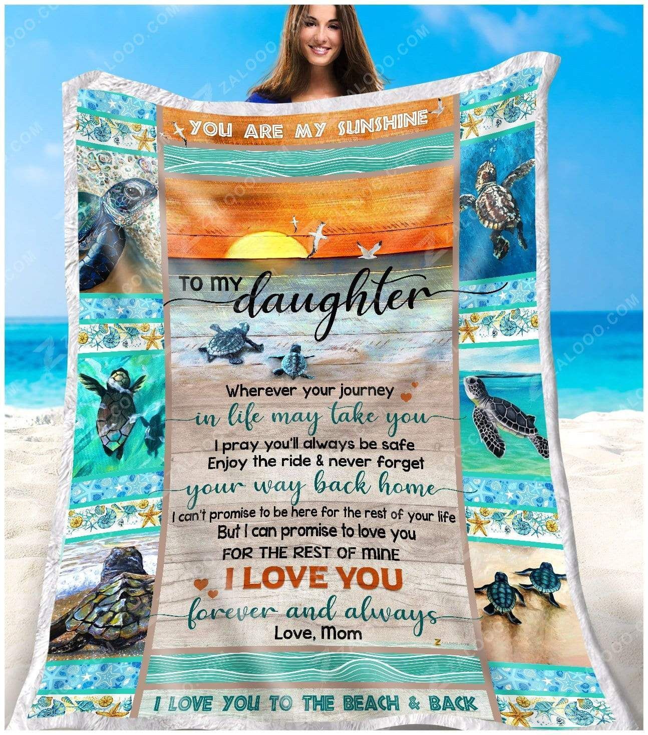 Turtle Daughter Mom Wherever Your Journey In Life May Take You Sherpa Fleece Blanket