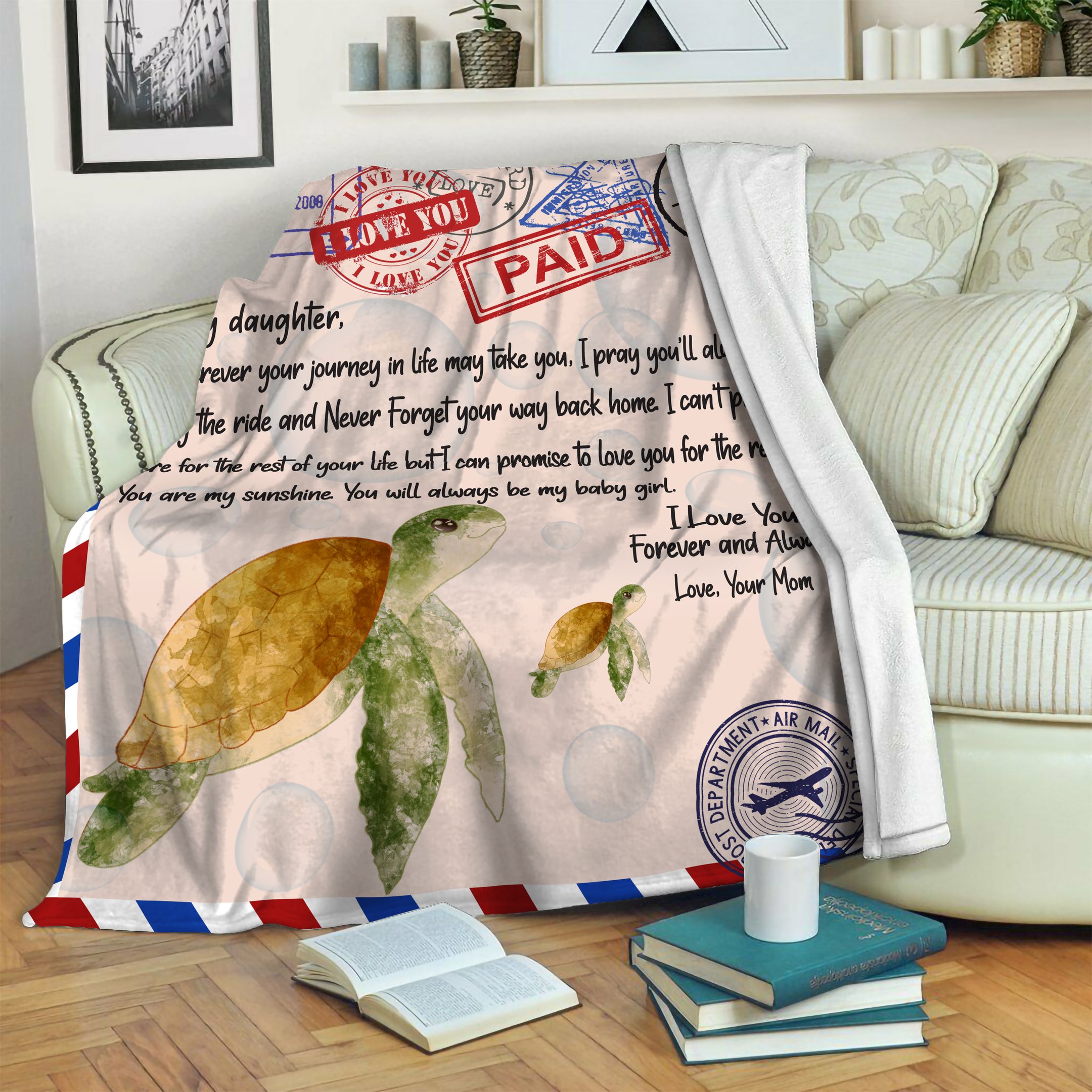 Turtle Daugter And Mom Fleece Blanket