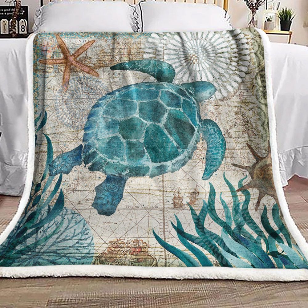 Turtle Sherpa Fleece Blanket