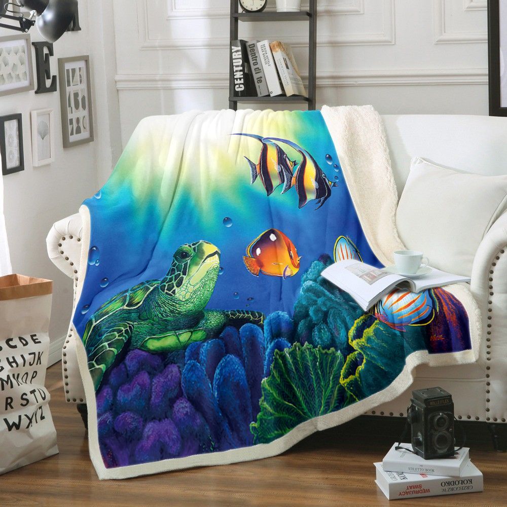 Turtle Dream Sherpa Fleece Blanket
