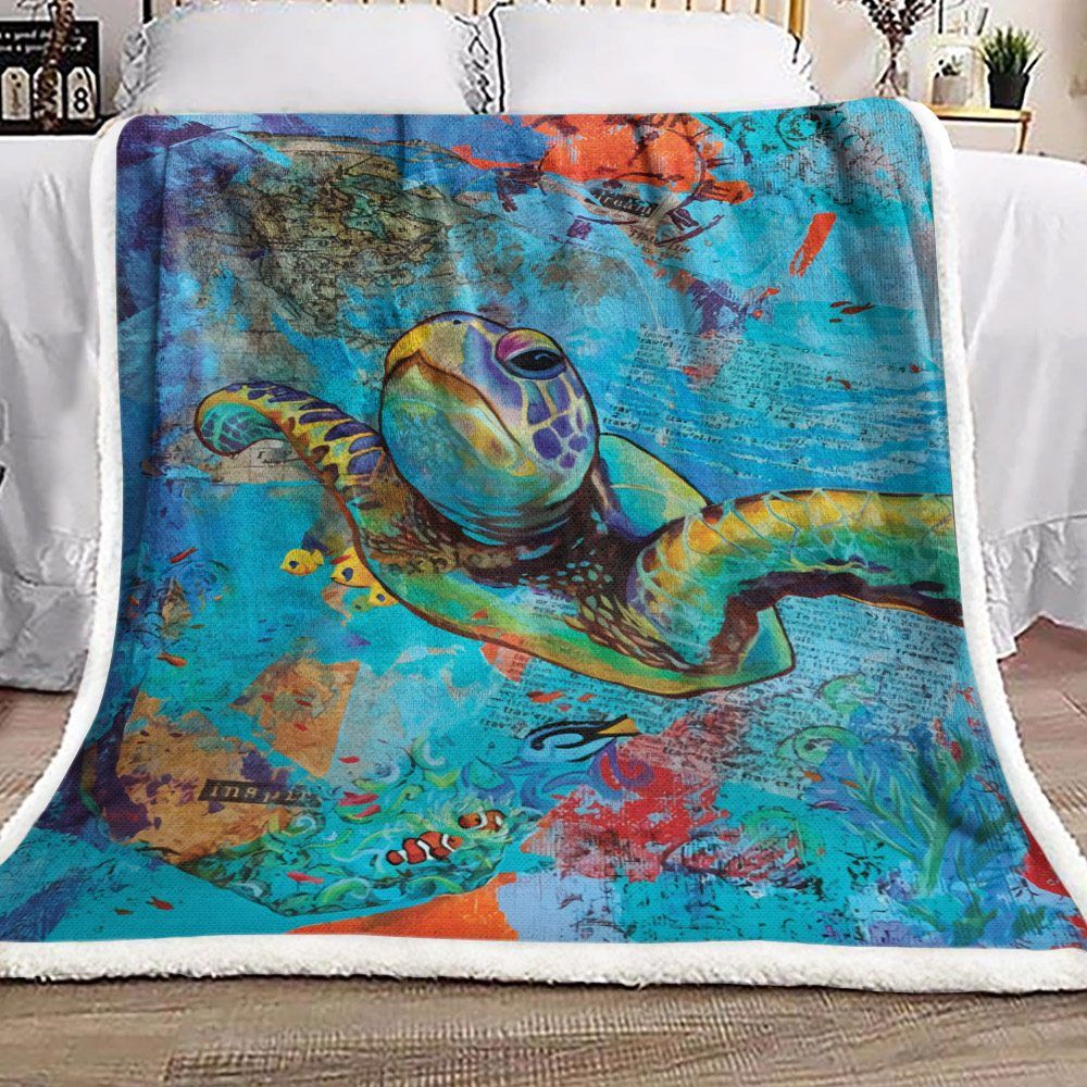 Turtle Sherpa Fleece Blanket