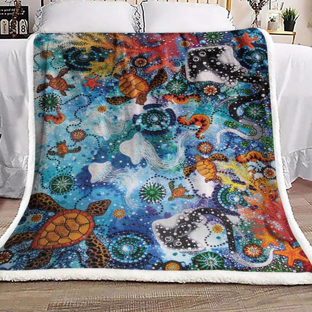 Turtle Sherpa Fleece Blanket