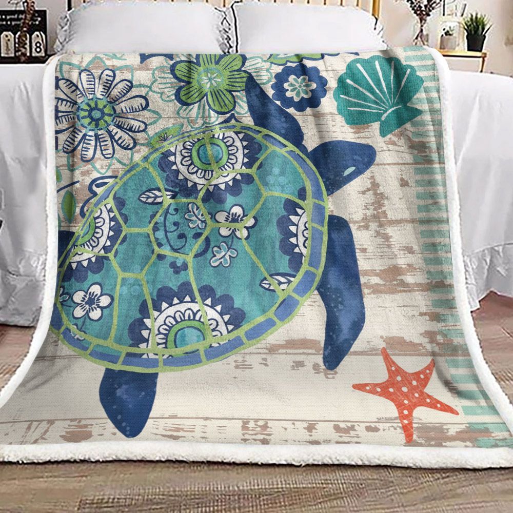 Turtle Sherpa Fleece Blanket