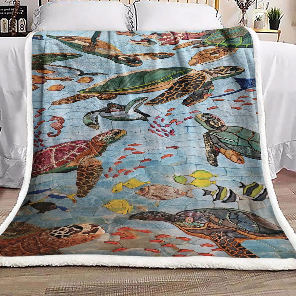 Turtle Sherpa Fleece Blanket