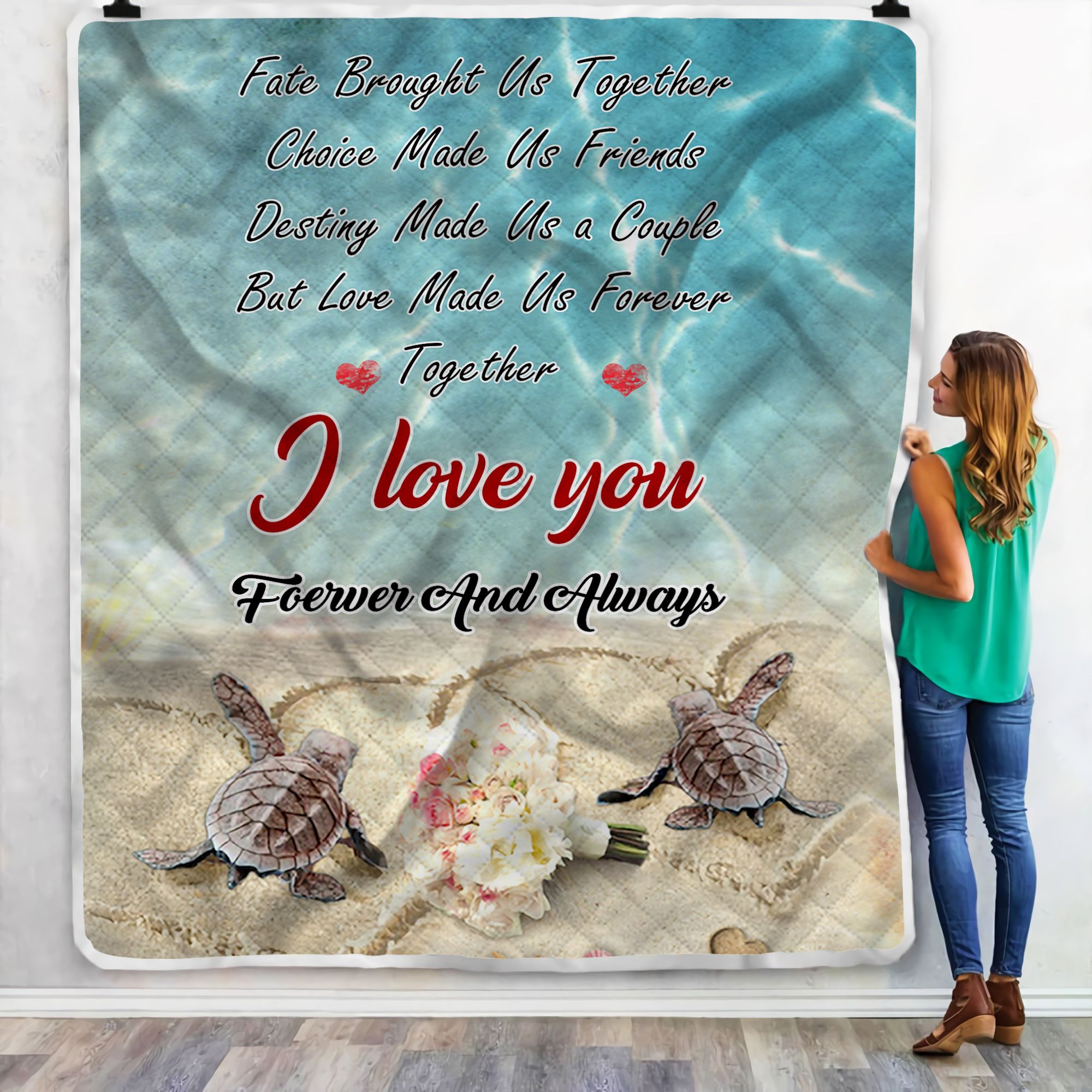 Turtle Fate Brought Us Together Fleece Blanket