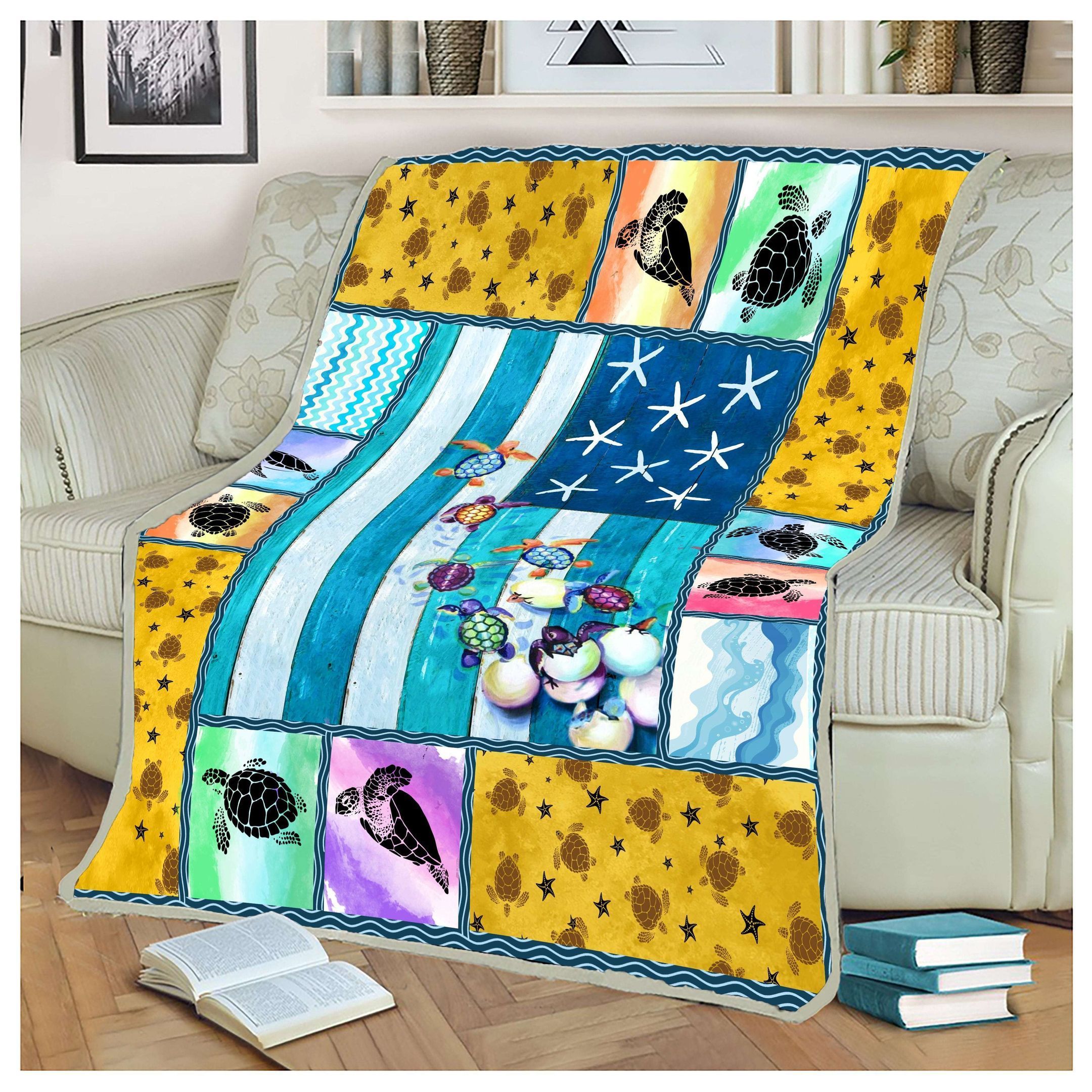 Turtle Flag Blanket Trending Gift For Turtle Lovers
