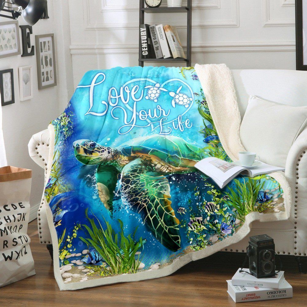 Turtle Sherpa Fleece Blanket