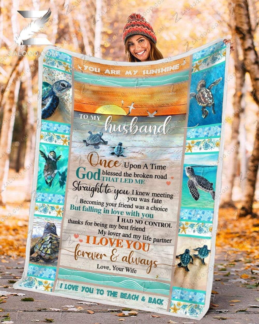 Turtle Happy Anniversary To My Husband God Blessed The Broken Road Sherpa Fleece Blanket