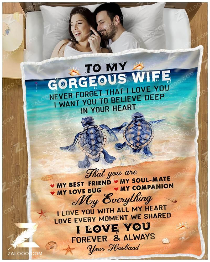 Turtle Happy Anniversary To My Wife My Everything Sherpa Fleece Blanket