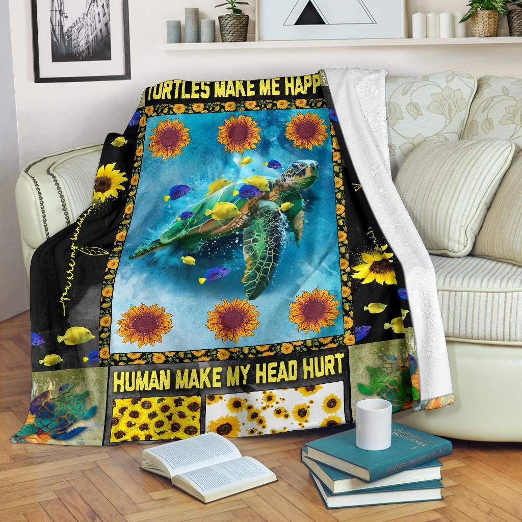 Turtle Happy Sherpa Fleece Blanket