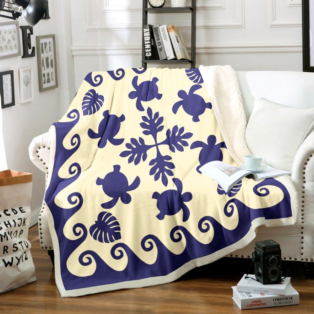 Turtle Hawaiian Sherpa Fleece Blanket