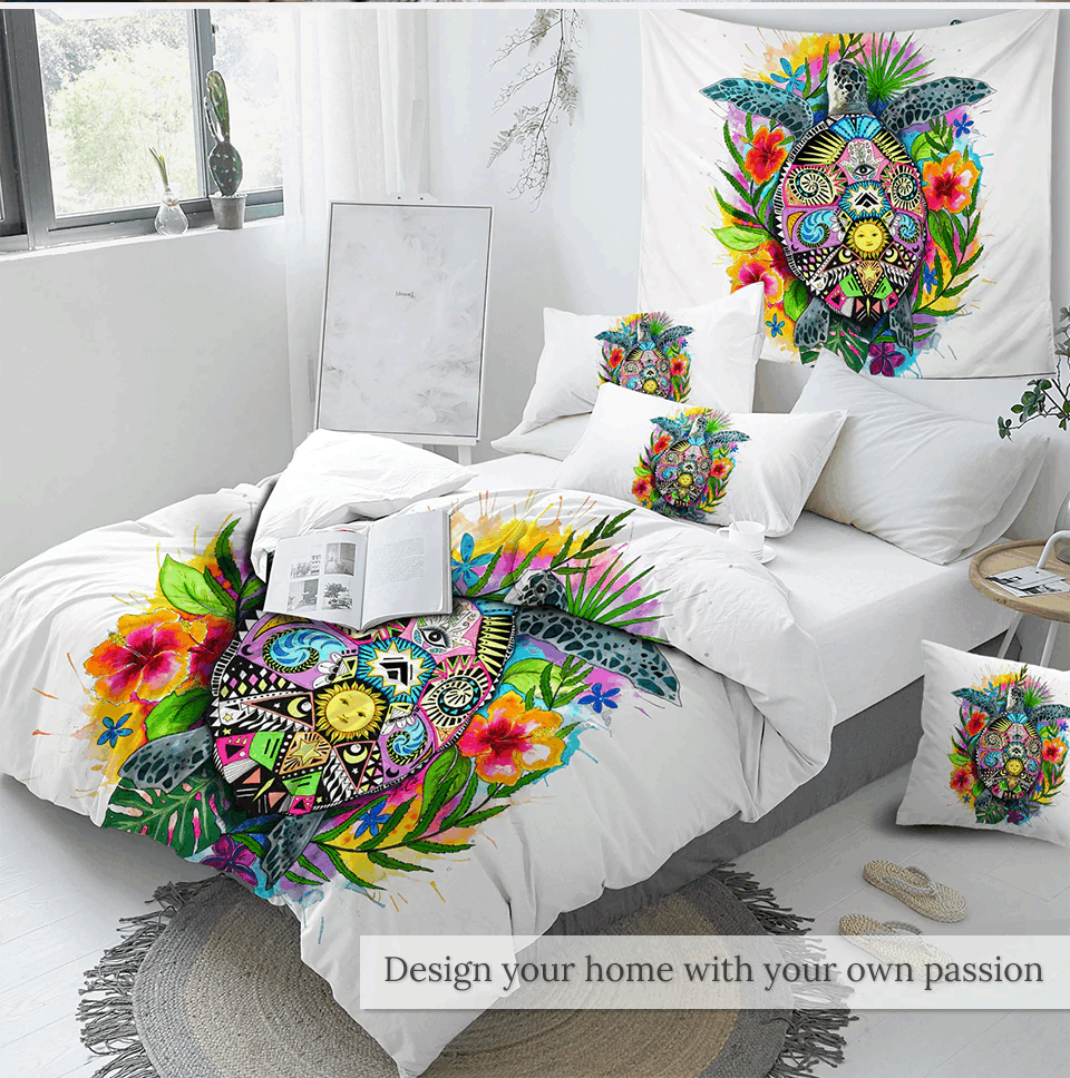 Turtle Hippie Bedding Set