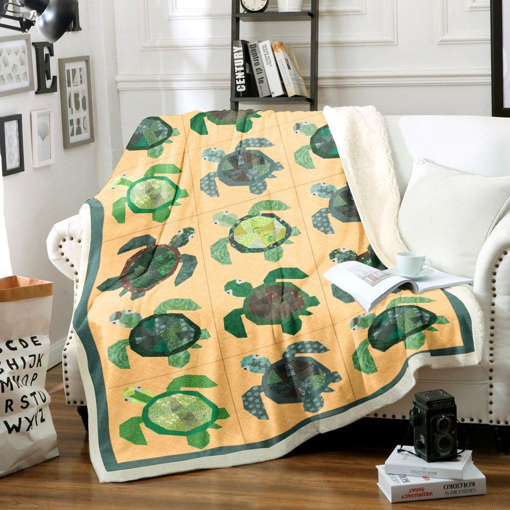 Turtle Sherpa Fleece Blanket