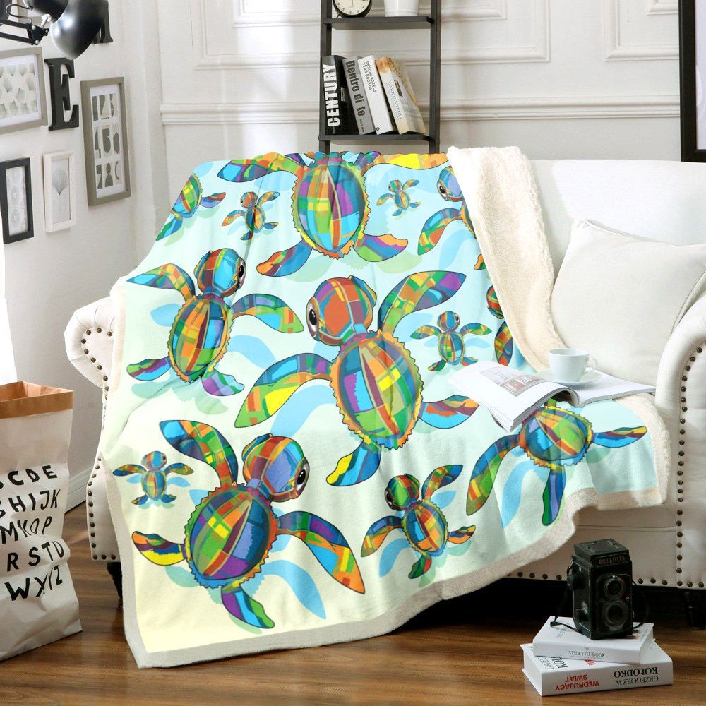 Turtle Sherpa Fleece Blanket
