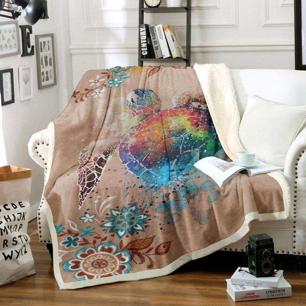 Turtle Sherpa Fleece Blanket