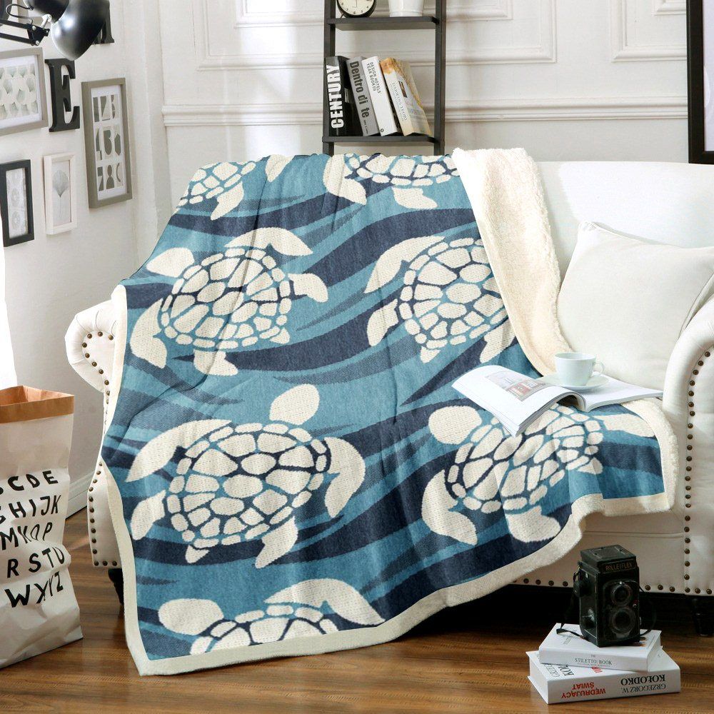 Turtle Sherpa Fleece Blanket