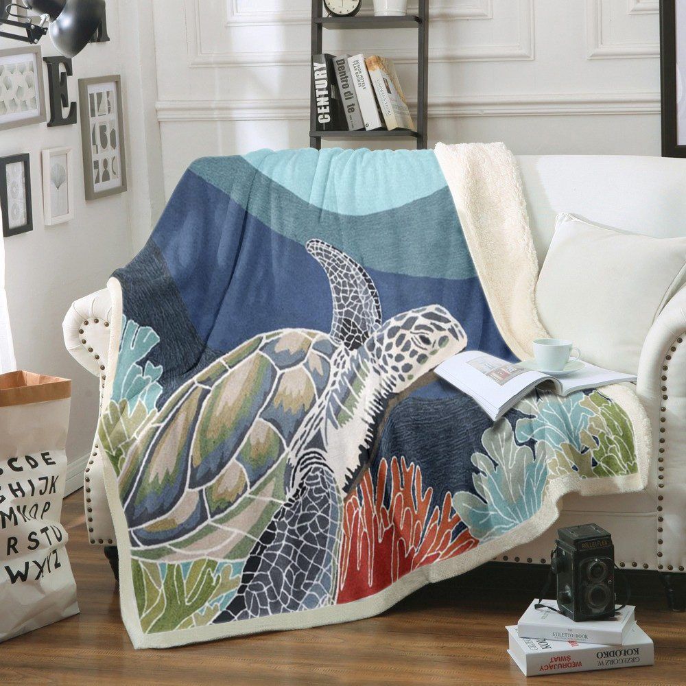 Turtle Sherpa Fleece Blanket