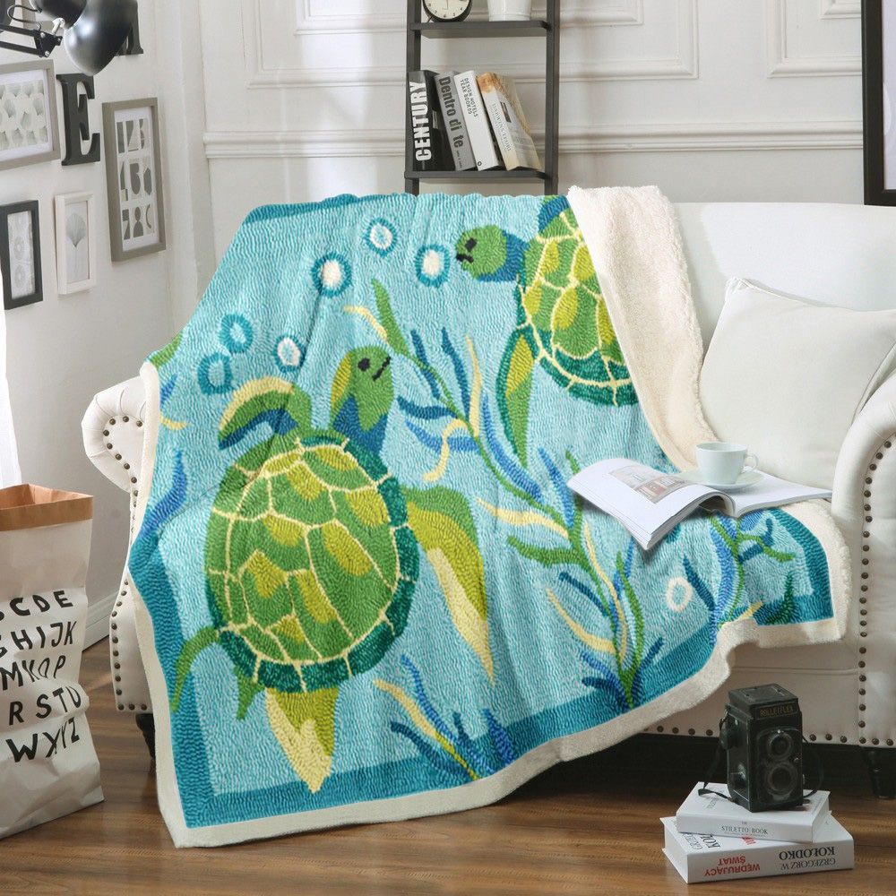 Turtle Sherpa Fleece Blanket