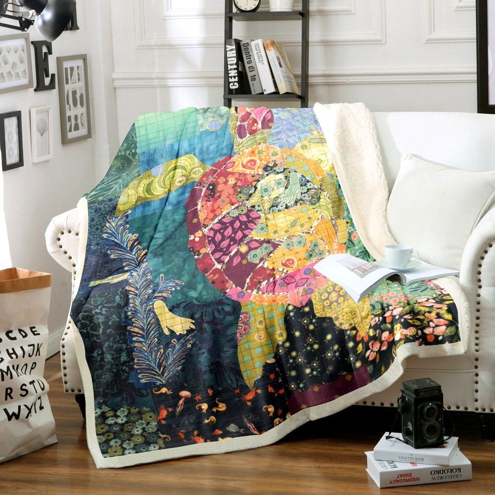Turtle Sherpa Fleece Blanket