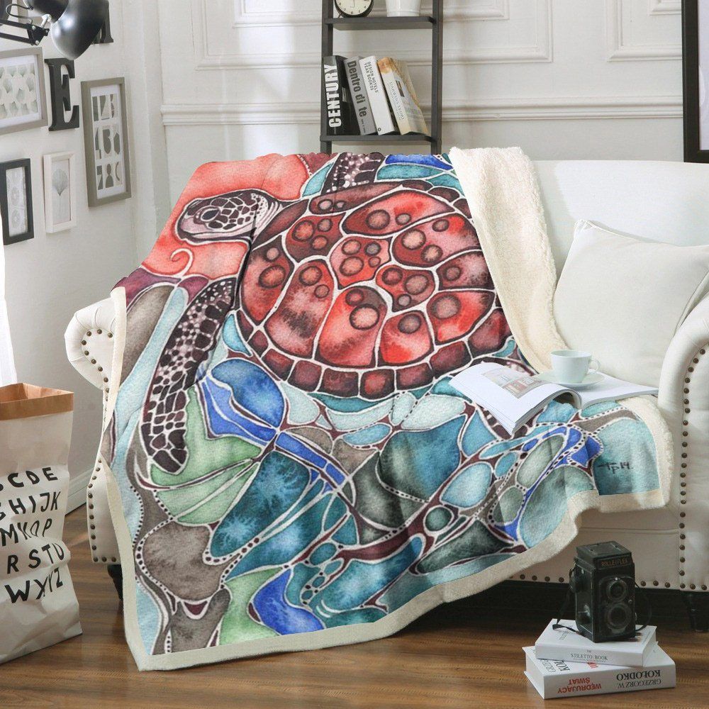 Turtle Sherpa Fleece Blanket