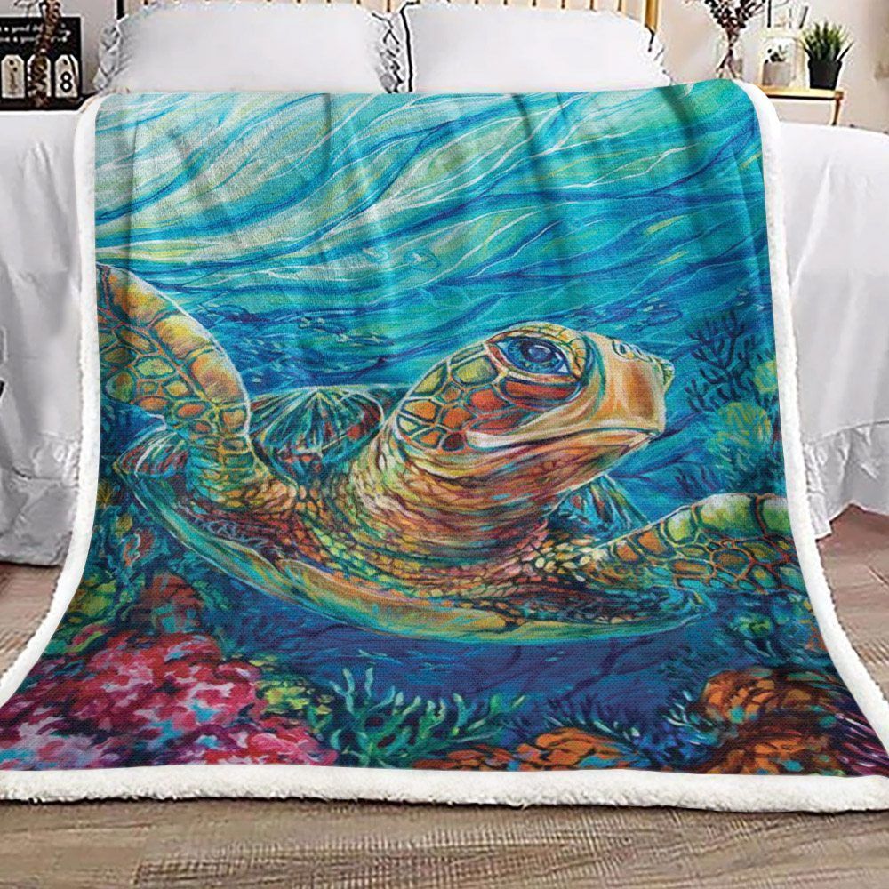 Turtle Sherpa Fleece Blanket